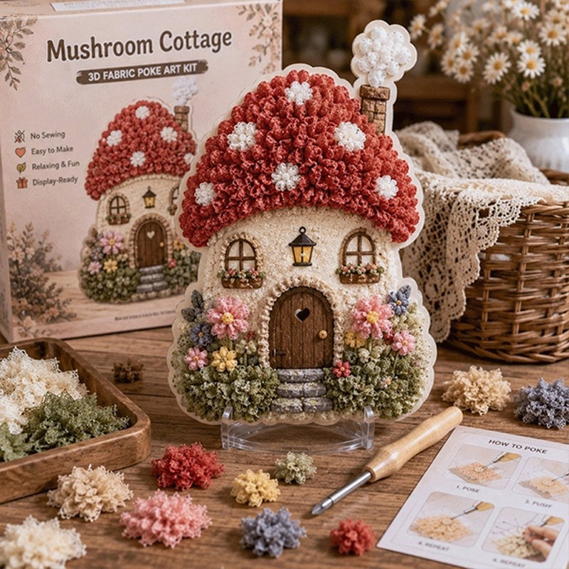Art Craft Village - Eğlenceli Köy 3D Kumaş Poke Sanat