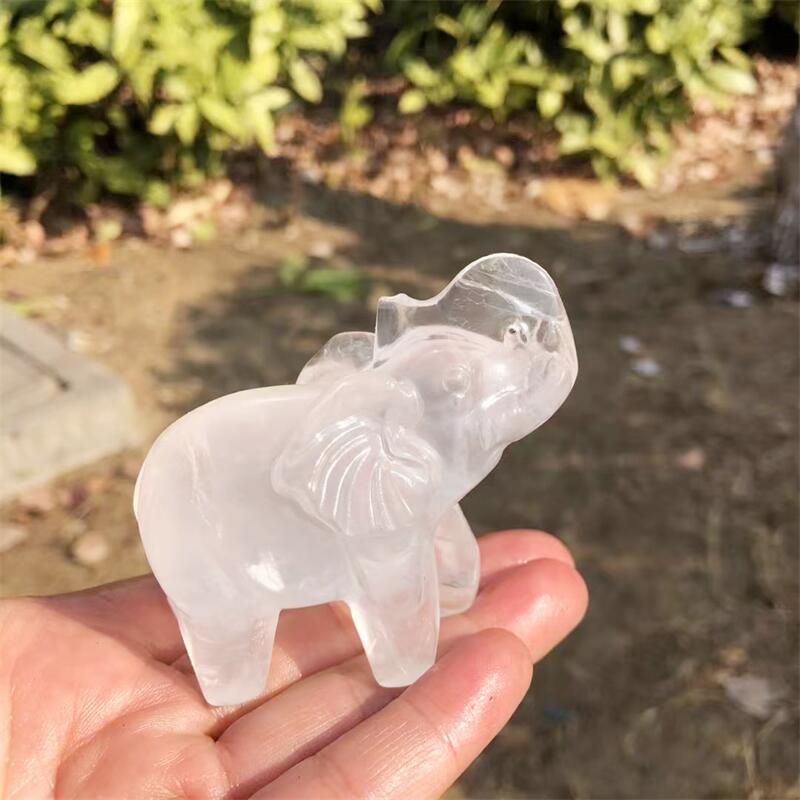 Art Craft Elephant - Doğal Temizle Kuvars Fil Oyma Şifa