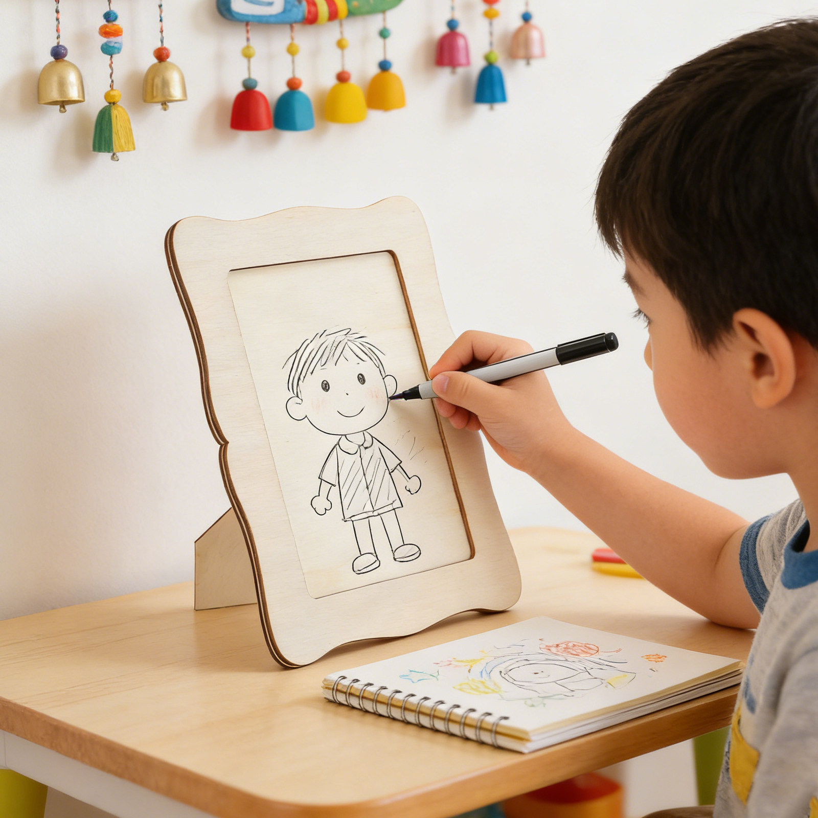 Art Craft For Preschool - 4 Adet Boyanabilir Ahşap Resim Çerçeveleri,