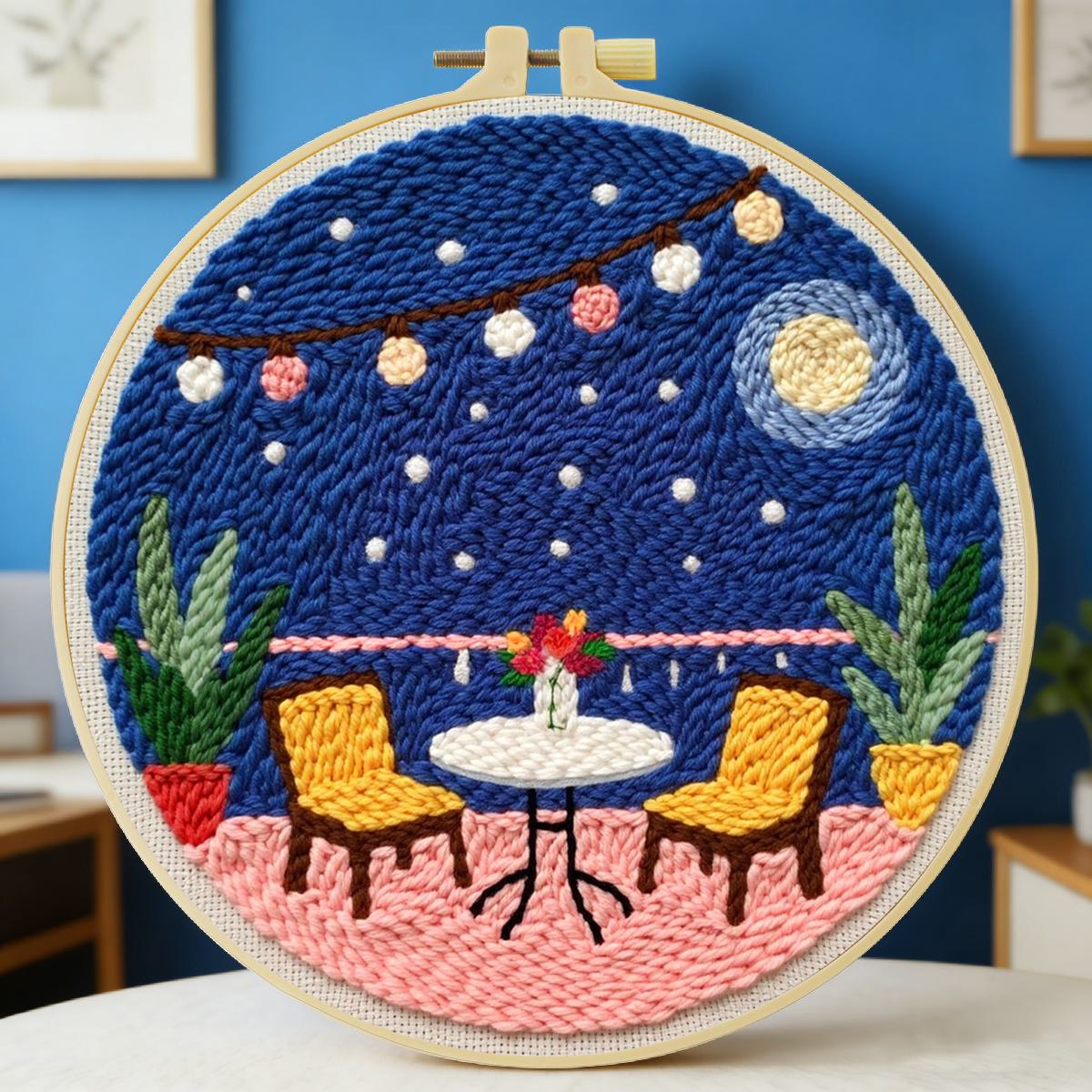 Punch Needle Kit - 20X20CM/7.87 inç Masaüstü Punch İğne Nakış