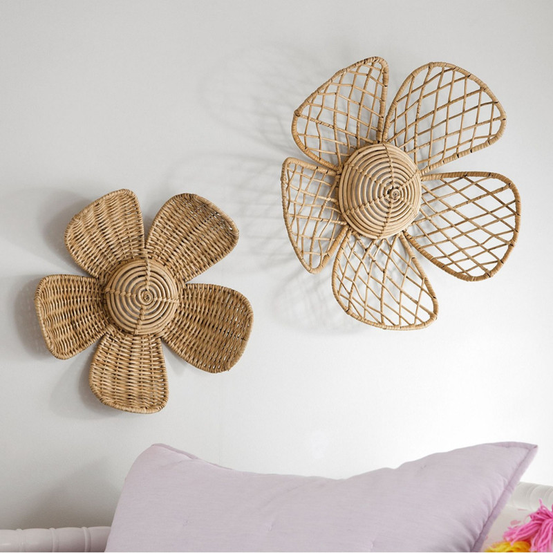 Art And Craft Photos - İskandinav Dokuma Rattan Çiçek Duvar Dekor