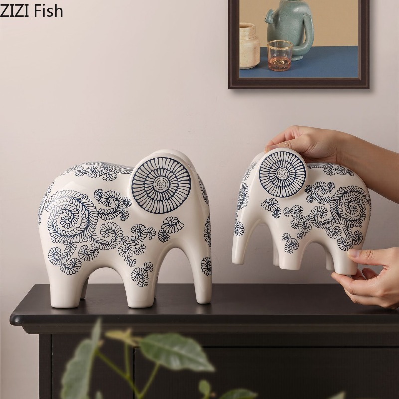 Art Craft Elephant - Yeni Çin Tarzı Seramik Fil Süsü