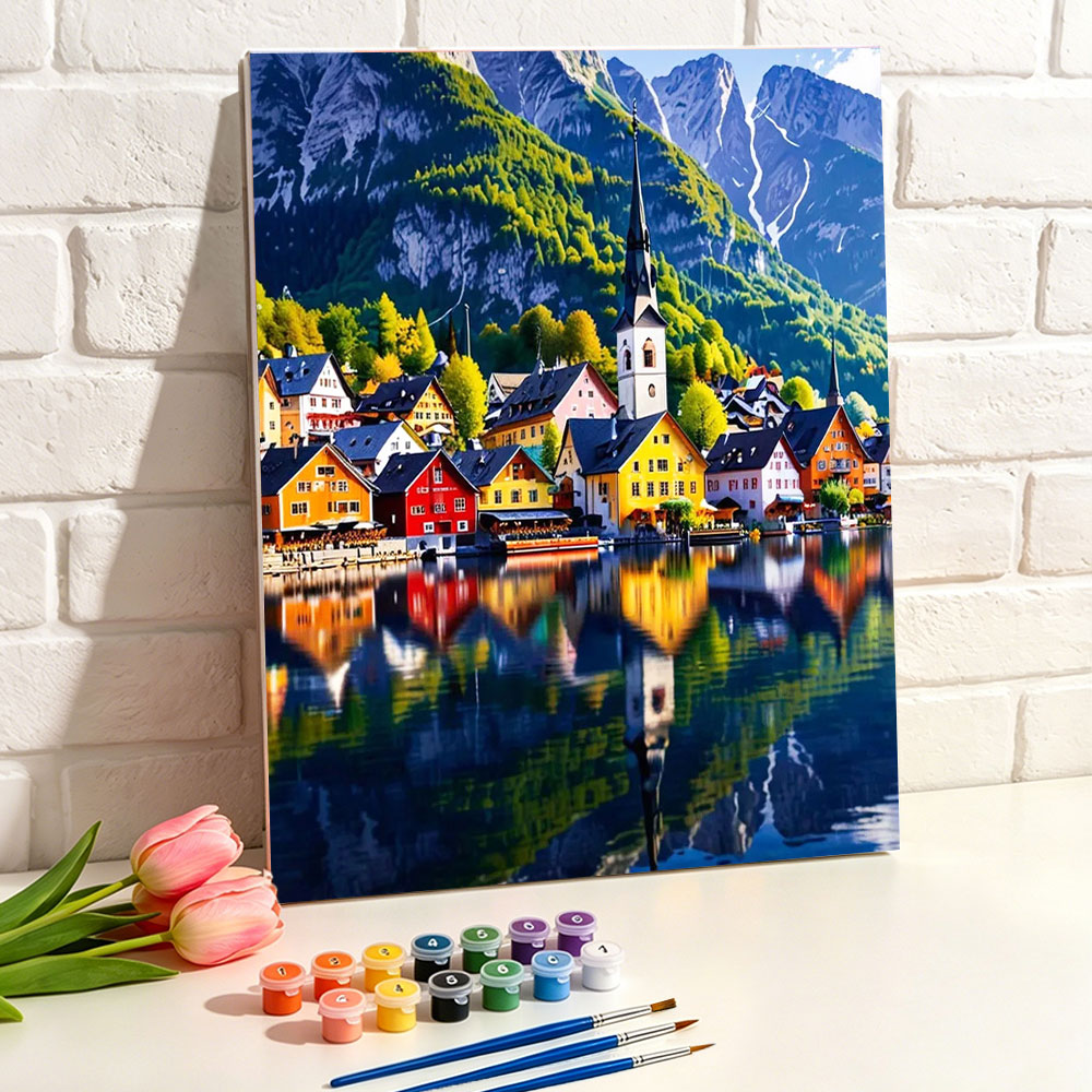 Art Craft Village - DIY Dijital Yağlıboya Renkli Göl Kenarı