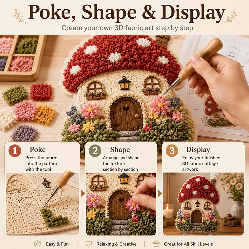 3D Mantar Ev Poke Art DIY Kiti - Punch Needle Kit incelemesi ve fiyatı