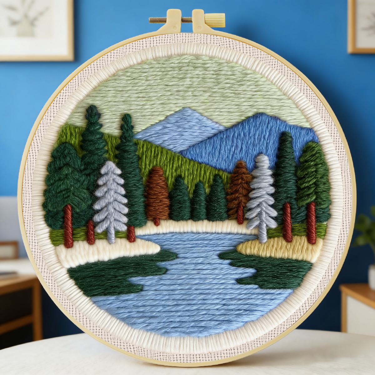 20X20CM/7.87 inç Manzara Desen - Punch Needle Kit incelemesi ve fiyatı